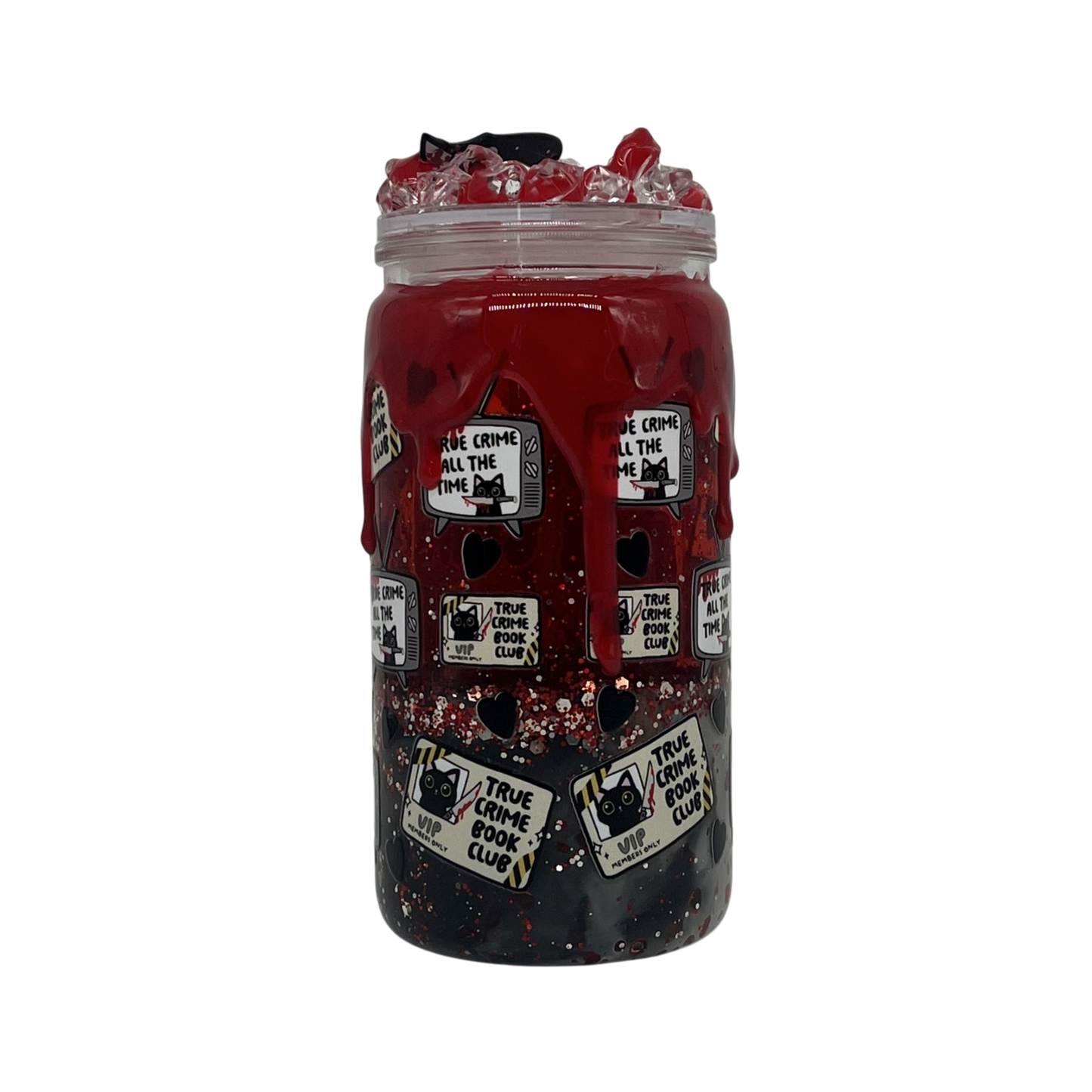 Talk True Crime To Me 16oz Lava Tumbler – Blood Red & Knife Charm Lid