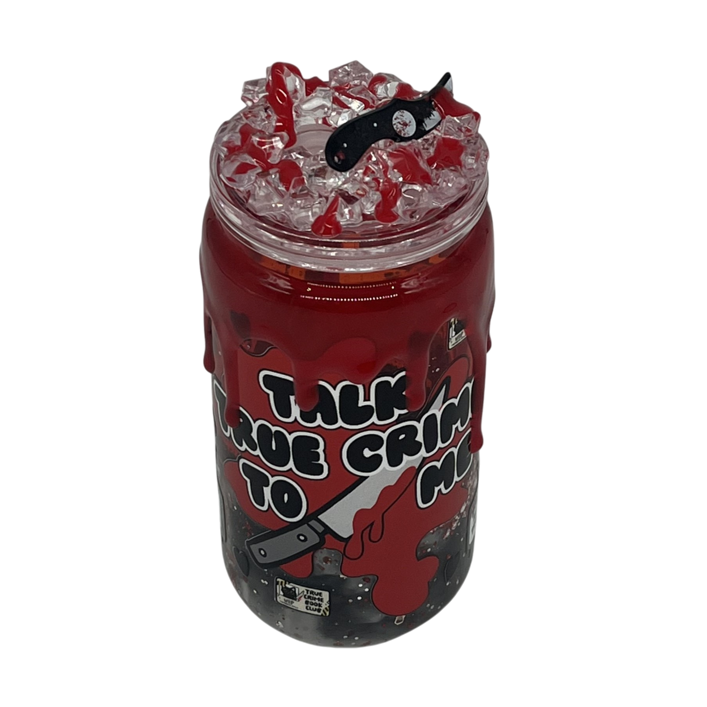Talk True Crime To Me 16oz Lava Tumbler – Blood Red & Knife Charm Lid