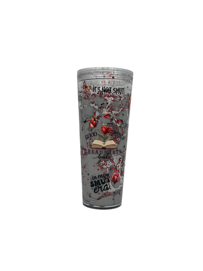 In My Smut Era 24oz Acrylic Lava Tumbler – Skull Rose & Clear Lid