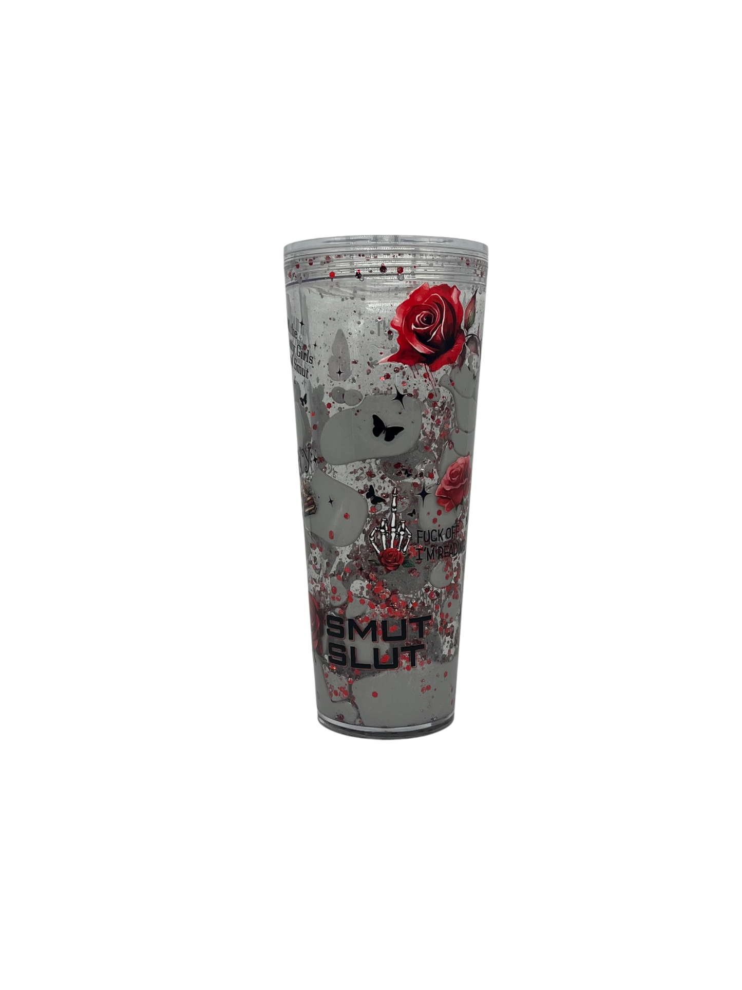 In My Smut Era 24oz Acrylic Lava Tumbler – Skull Rose & Clear Lid