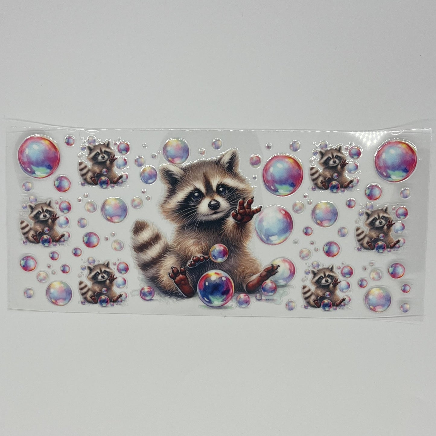 UV DTF Wrap - Raccoon with Bubbles 16oz