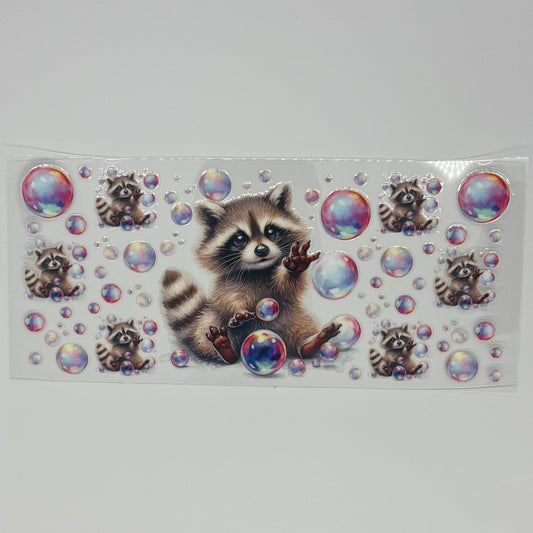 UV DTF Wrap - Raccoon with Bubbles 16oz