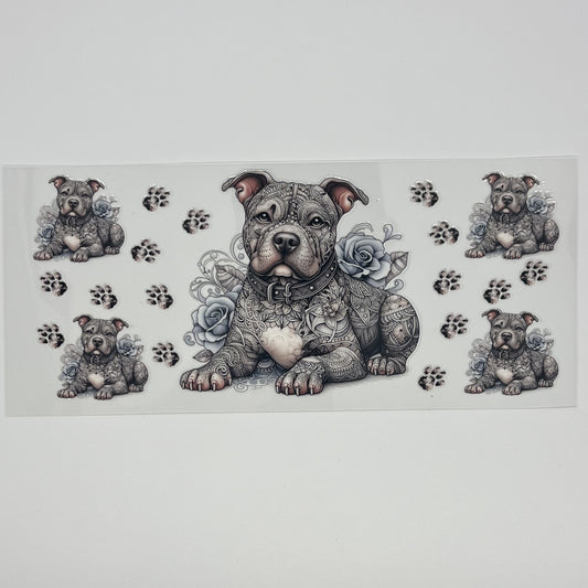 UV DTF Wrap - Pitbull with tattoo 16oz