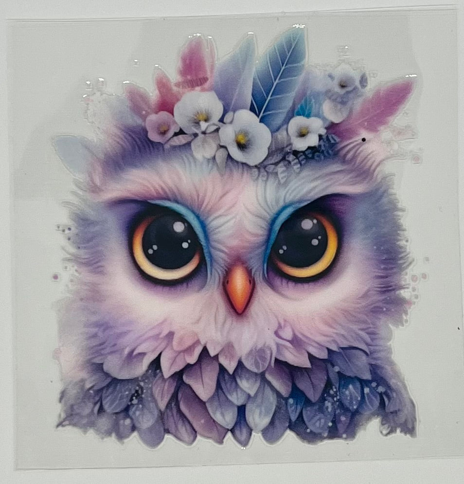 UV DTF Wrap - Owl Multi-Color with Flowers Decal