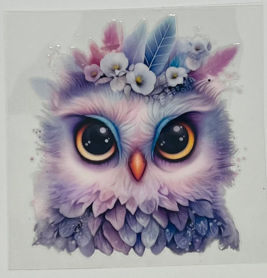 UV DTF Wrap - Owl Multi-Color with Flowers Decal