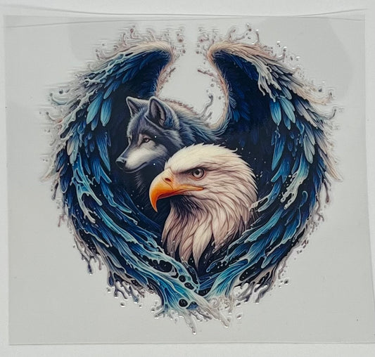 UV DTF Wrap - Eagle Wolf Angel Wings Decal