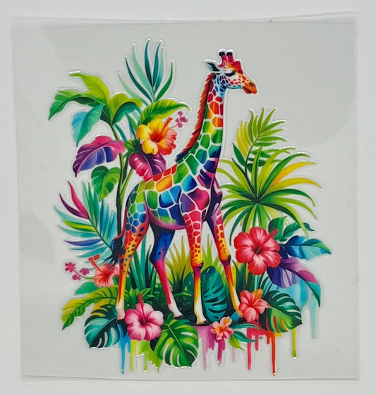 UV DTF Wrap - Giraffe Multi-Color Tropical Decal