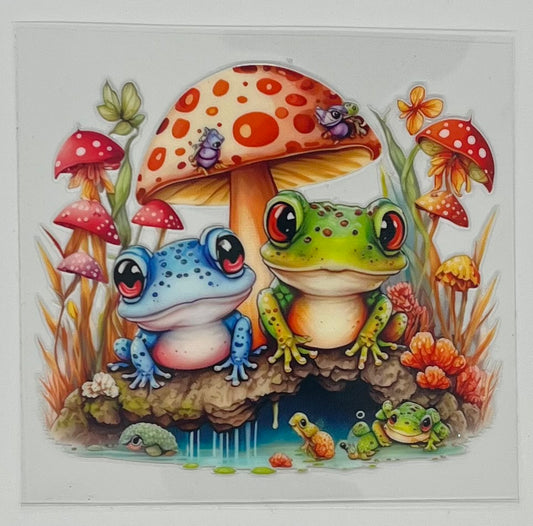 UV DTF Wrap - Cartoon Frogs Mushroom Decal