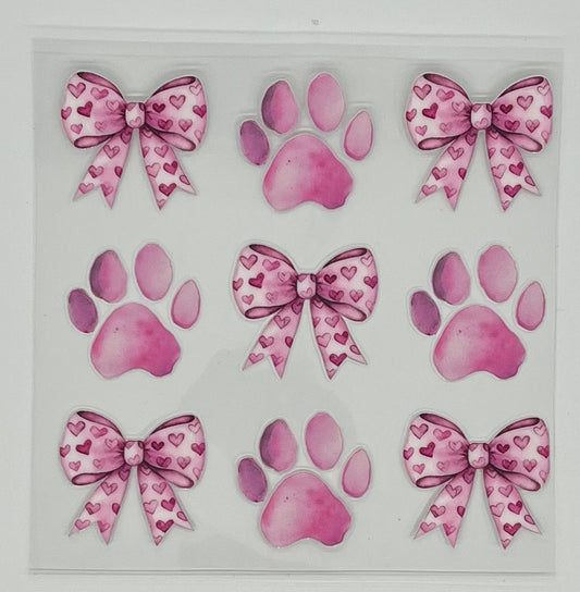 UV DTF Wrap - Dog Paw Bows Decal