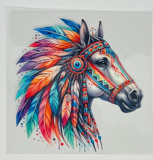 UV DTF Wrap - Horse Native American Head Gear Decal