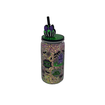Beetlejuice 16oz Acrylic Glow in the Dark Snow Globe Tumbler