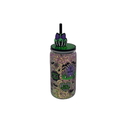 Beetlejuice 16oz Acrylic Glow in the Dark Snow Globe Tumbler