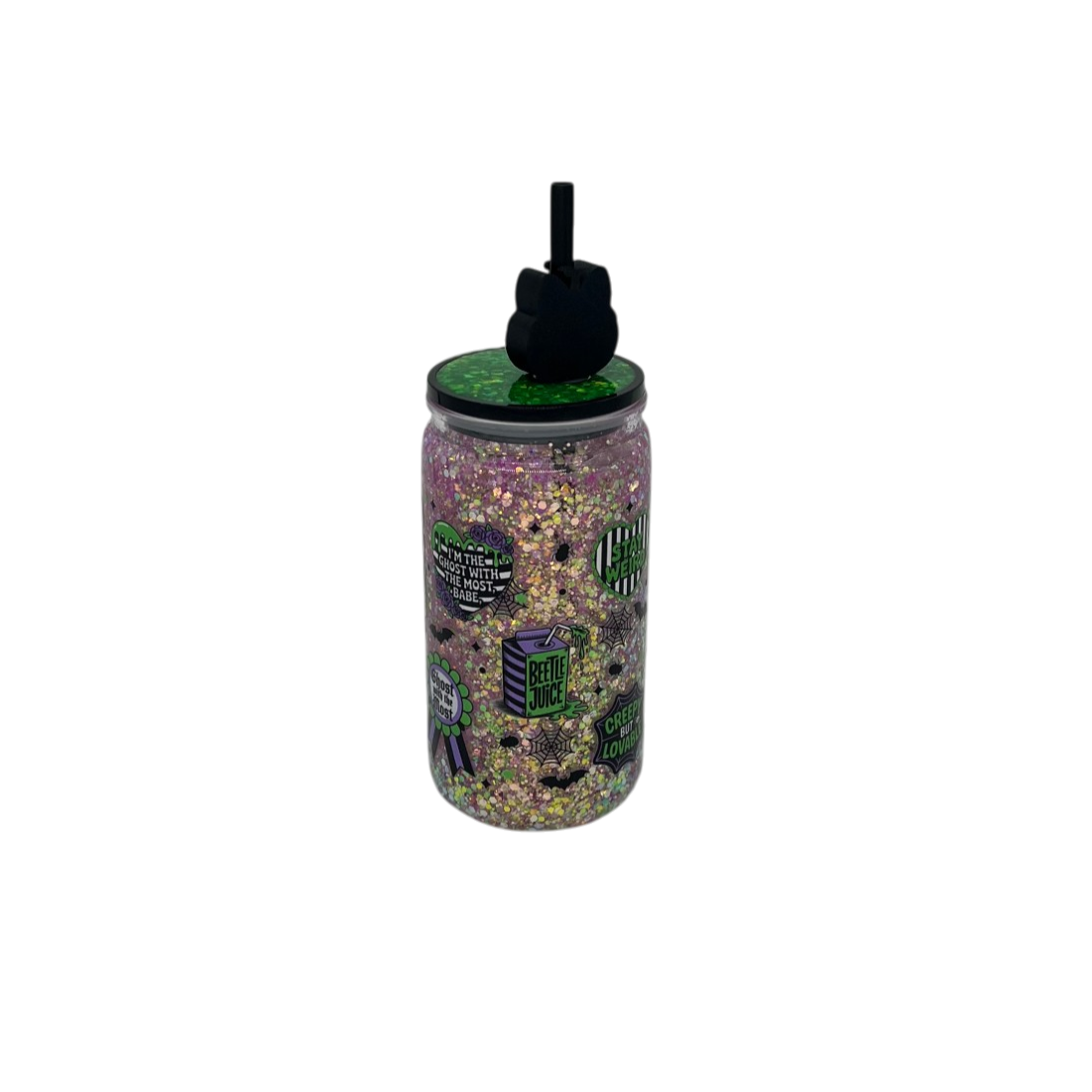 Beetlejuice 16oz Acrylic Glow in the Dark Snow Globe Tumbler