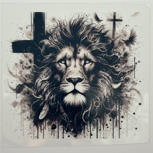 UV DTF Wrap - Lion of Judah Dual Cross Ink Splatter Decal