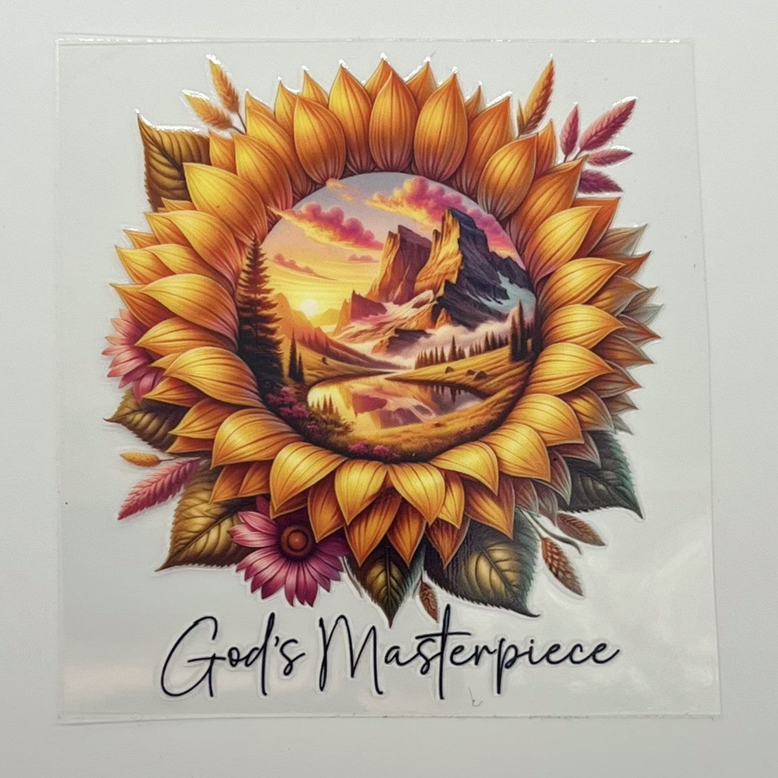 UV DTF Wrap - God's Masterpiece Sunflower Mountain Decal