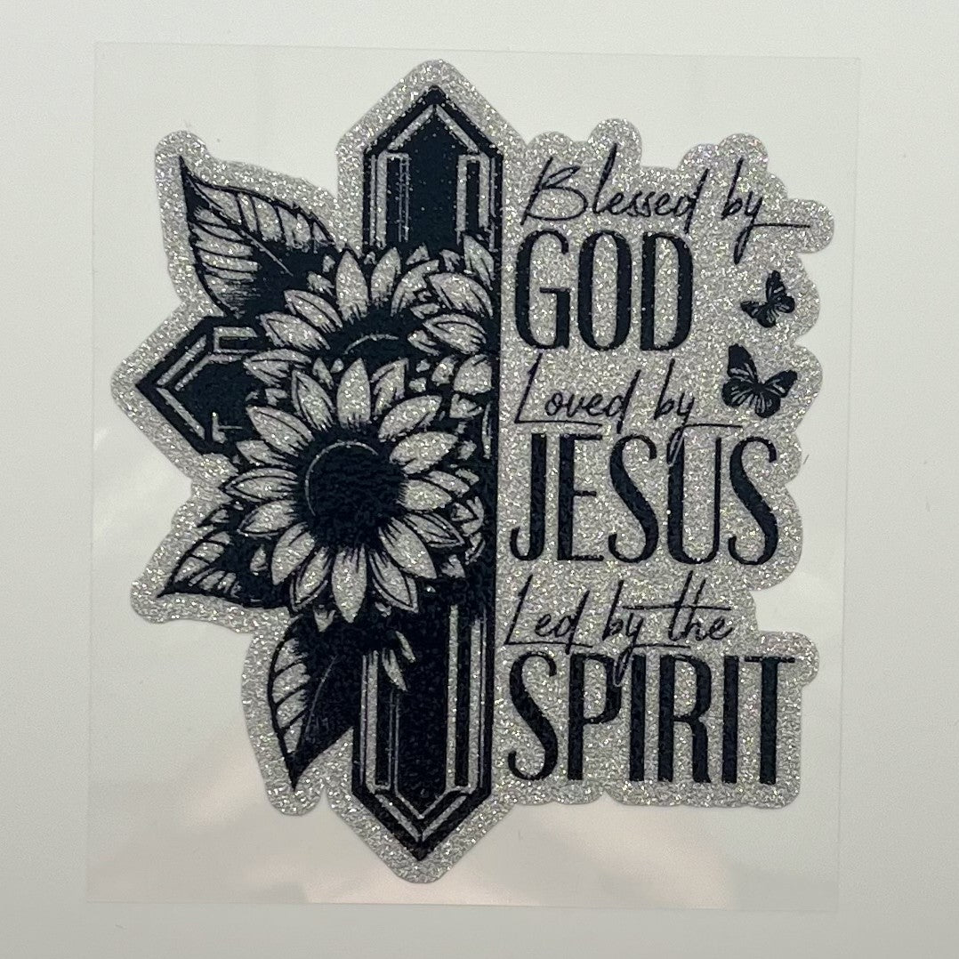 UV DTF Wrap - Blessed by God Loved by Jesus Led by the Spirit Decal