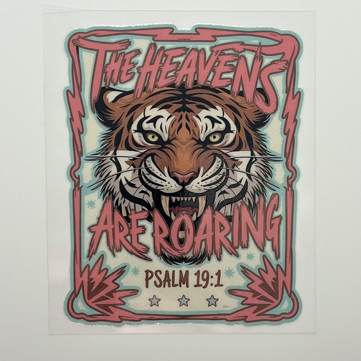 UV DTF Wrap - The Heavens Are Roaring Psalm 19:1 Tiger Decal