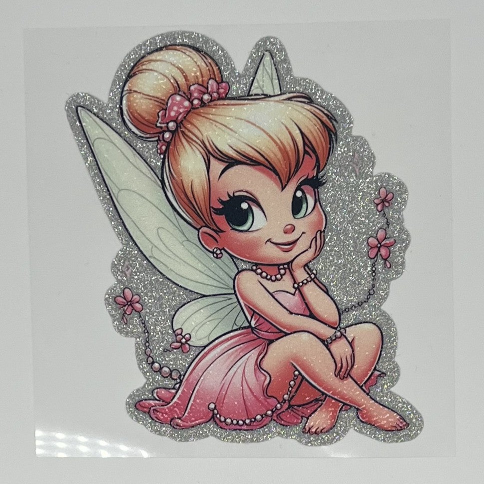 Tinker Bell Pink Glitter UV DTF Decal