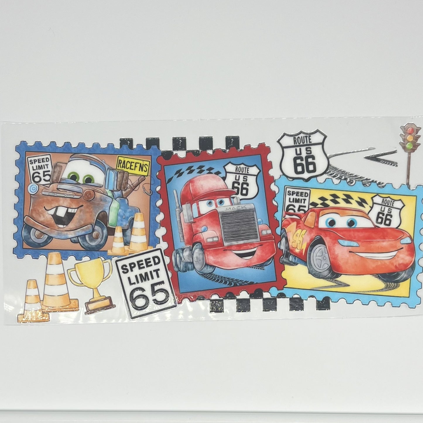 Cars Stamp Route 66 UV DTF 16oz Cup Wrap