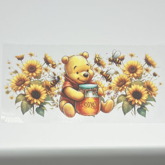 Bear Sunflower Honey Bees UV DTF 16oz Cup Wrap