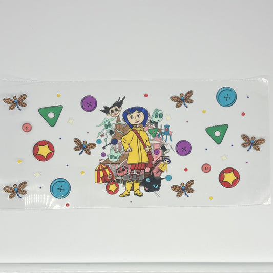Coraline Buttons & Dragonflies UV DTF 16oz Cup Wrap