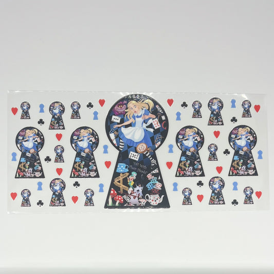 Alice in Wonderland Keyhole UV DTF 16oz Cup Wrap