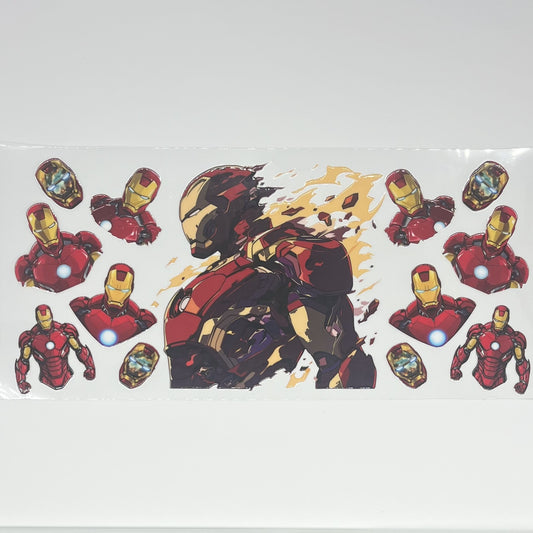 Iron Man Shatter Effect UV DTF 16oz Cup Wrap