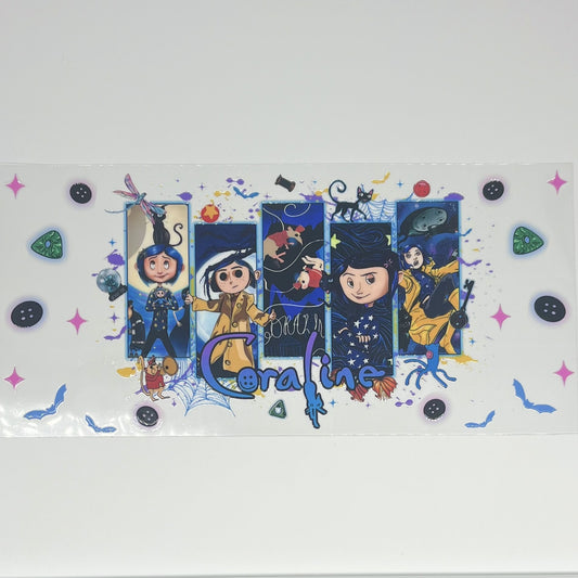 Coraline Scene Panels UV DTF 16oz Cup Wrap
