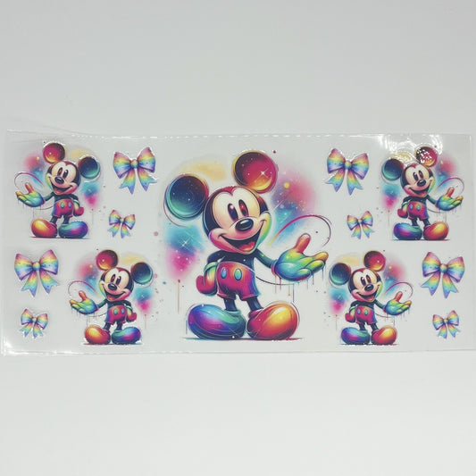 Rainbow Airbrush Mouse Bows UV DTF 16oz Cup Wrap