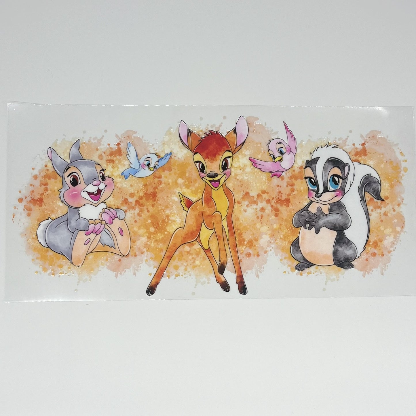 Cartoon Deer and Friends Watercolor UV DTF 16oz Cup Wrap