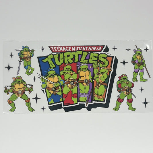 Cartoon Turtles Retro Card UV DTF 16oz Cup Wrap