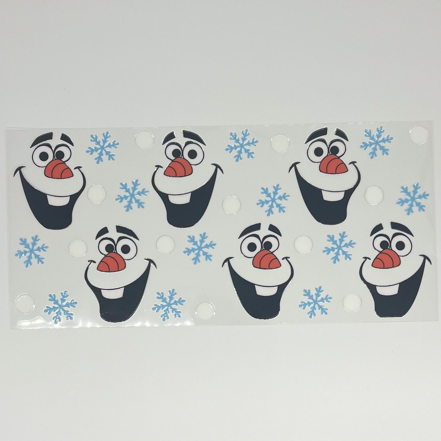 Snowflake Pattern with snowman face UV DTF 16oz Cup Wrap