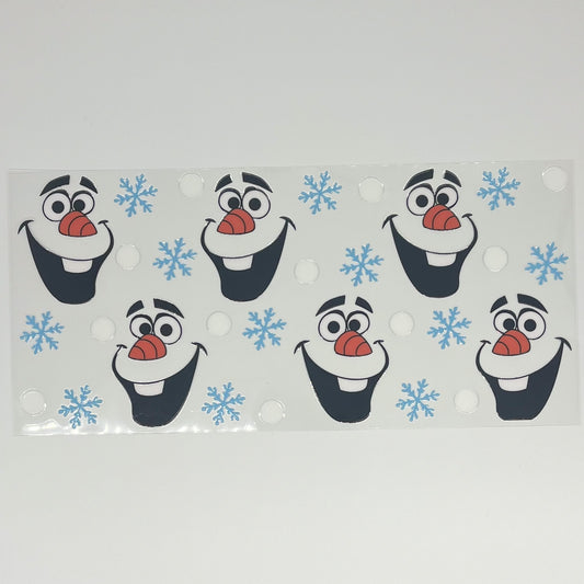 Snowflake Pattern with snowman face UV DTF 16oz Cup Wrap