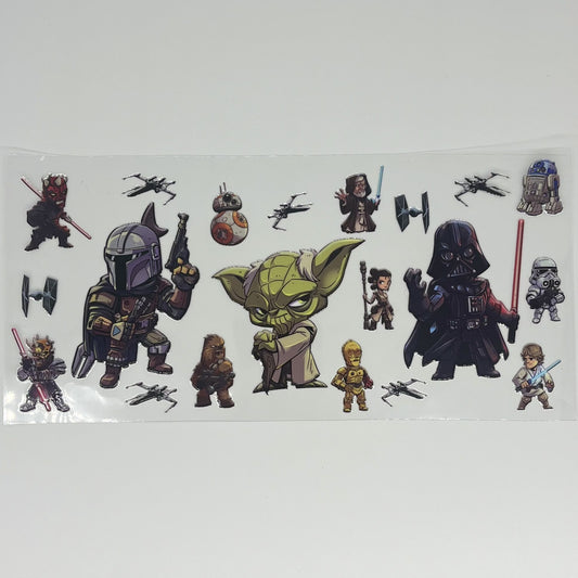 Space Wars Chibi Character Squad UV DTF 16oz Cup Wrap