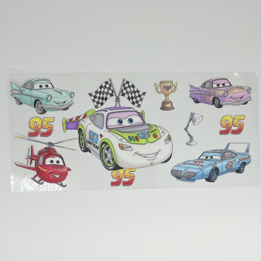 Cartoon Racecars UV DTF 16oz Cup Wrap