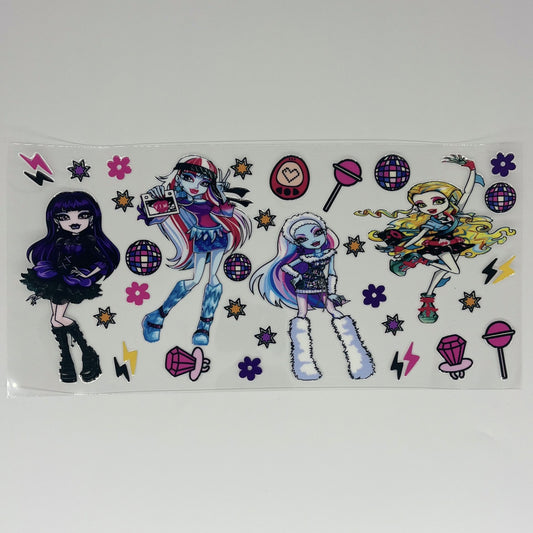Monster High Disco Squad UV DTF 16oz Cup Wrap