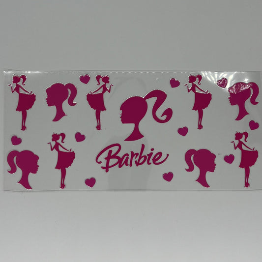 Barbie Pink Silhouette UV DTF 16oz Wrap