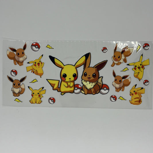 Pikachu & Eevee UV DTF 16oz Wrap