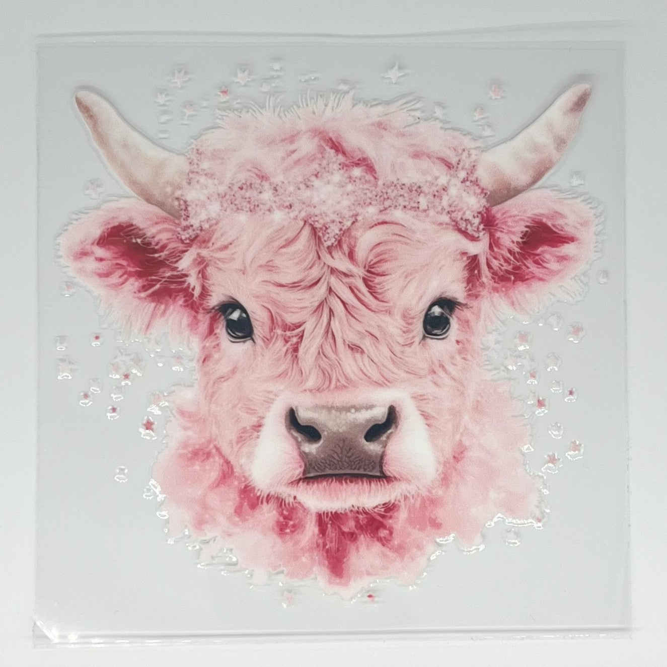 Pink Glitter Highland Cow UV DTF Decal