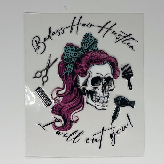 Badass Hair Hustler UV DTF Decal