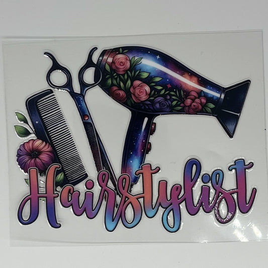 Hairstylist Galaxy Floral UV DTF Decal