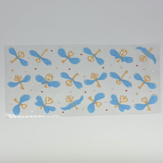 Blue Dragonfly Gold Key UV DTF 16oz Wrap