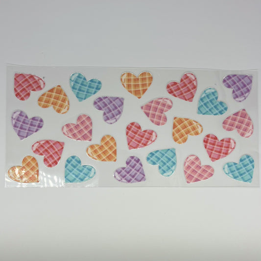 Pastel Plaid Hearts UV DTF 16oz Wrap