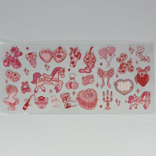 Coquette Valentine Carousel UV DTF 16oz Wrap