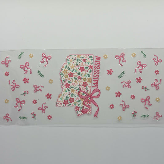 Mississippi Floral Coquette Bow UV DTF 16oz Wrap