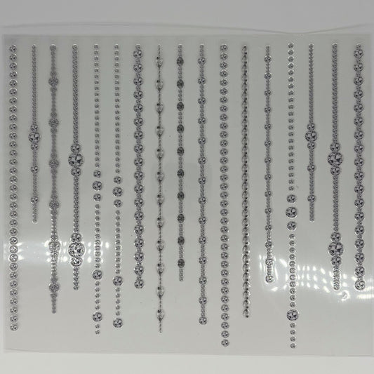 Silver Rhinestone Chain Drip UV DTF 20oz Sheet