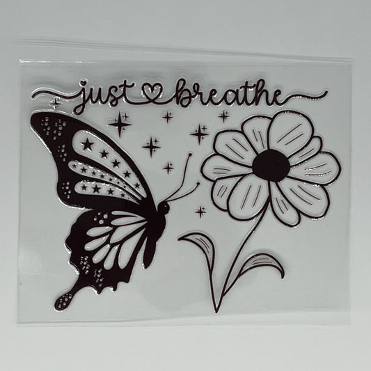 Just Breathe Butterfly Daisy UV DTF Decal