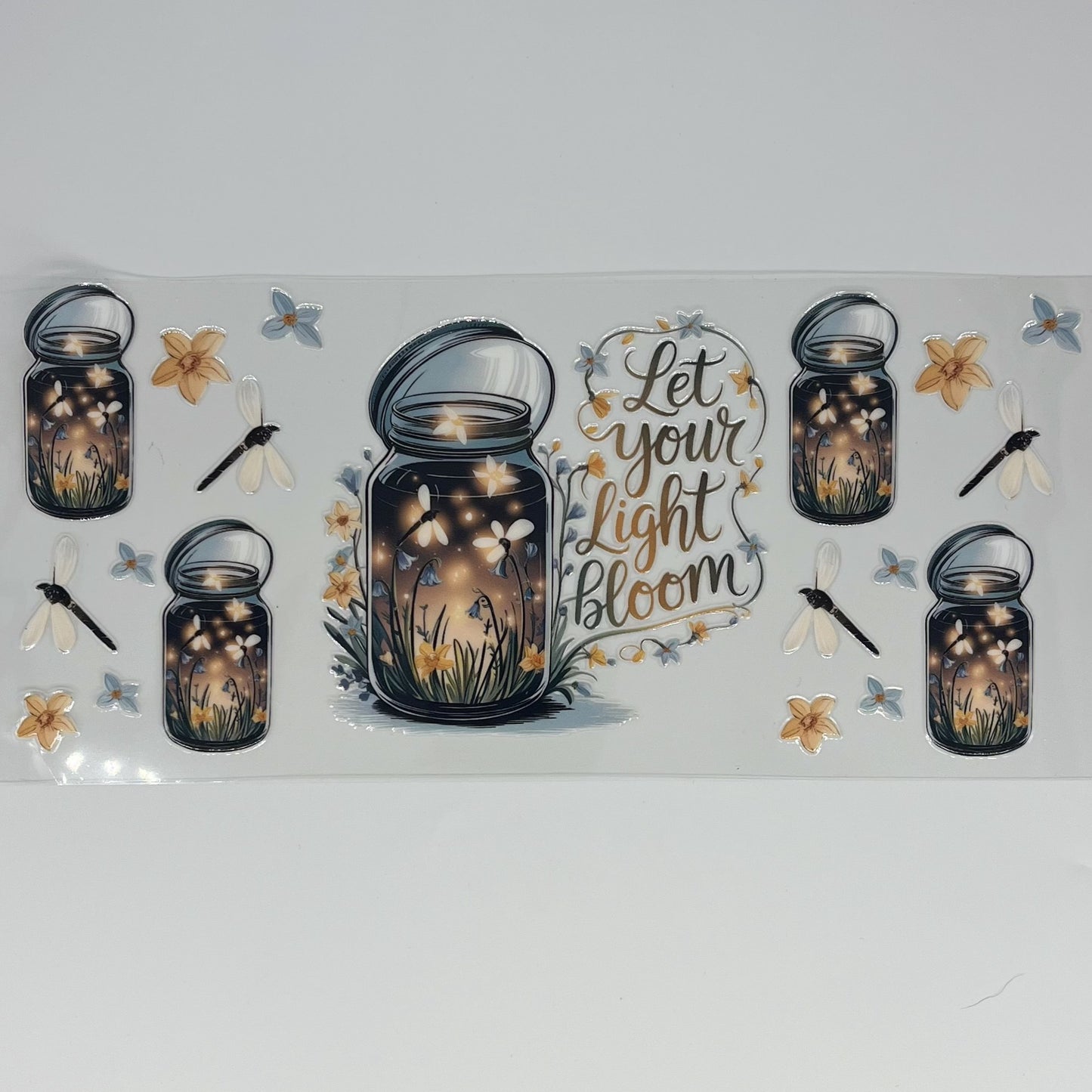 Let Your Light Bloom Firefly Mason Jar UV DTF 16oz Wrap