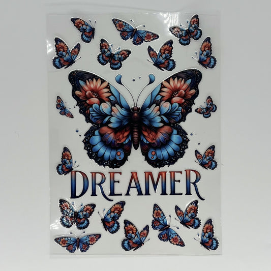 Dreamer Floral Butterfly UV DTF A5 Sheet