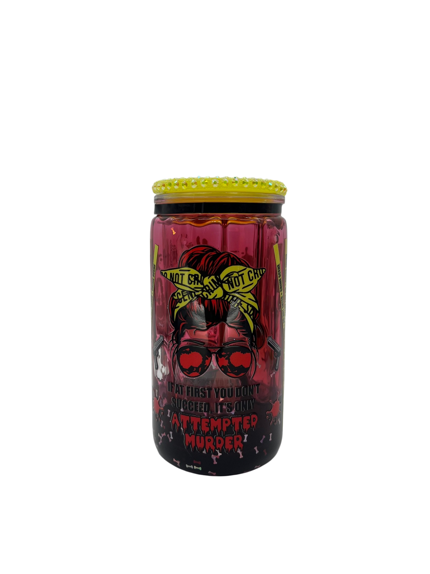 Crime Scene "Attempted Murder" 16ozAcrylic Mason Jar Tumbler